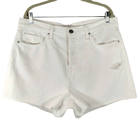 E Hudson Los Angeles Women's White Lori High Rise Denim Shorts NWT Plus Size 32 - Picture 1 of 10